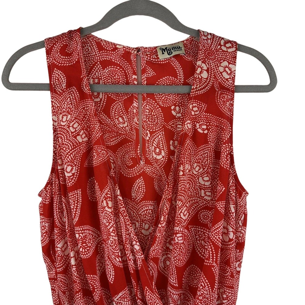 EUC Show Me Your Mumu Womens Sz M Red White Floral Sleeveless One Piece Romper - Picture 3 of 12